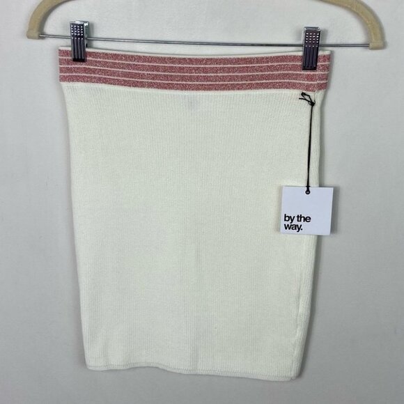 NWT Revolve By The Way Serena Ribbed Knit Skirt White Pink Small New With Tags - Picture 9 of 10